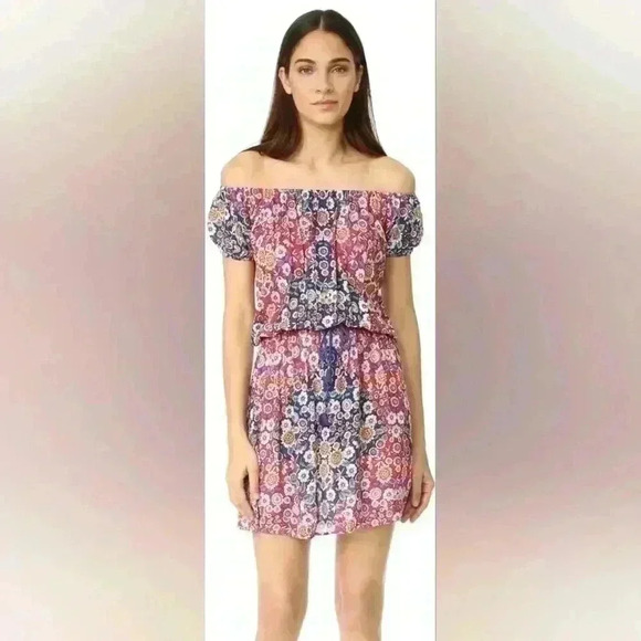 NWT Nanette Lepore Desert Diamond Off-the-Shoulder Cover Up Dress, Size Medium - Picture 1 of 5